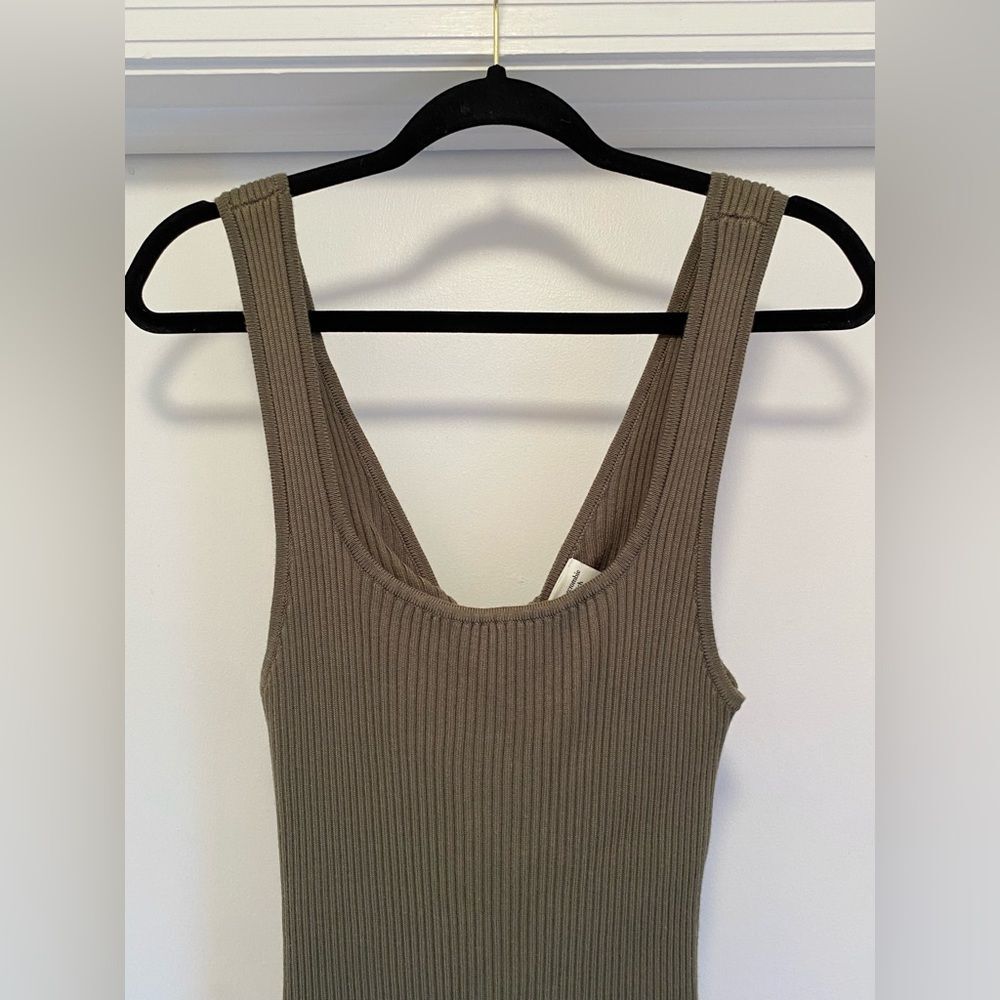 Abercrombie & Fitch Ribbed Bodycon reversible tank Dress Size Medium Olive Green - Picture 3 of 9